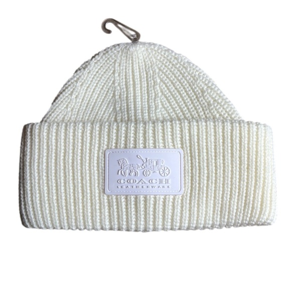 Coach Accessories - COACH NWOT Cream Patch Knit Beanie - OS